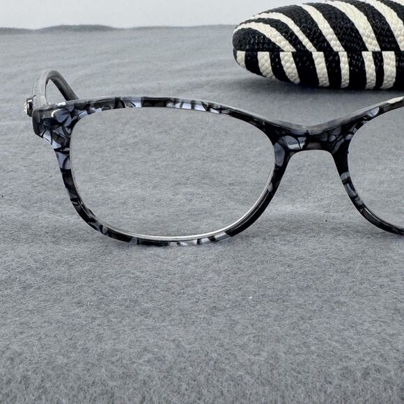 Karen Kane Petites Night Owl Eyeglasses Frames Marble 49-16-145 Zebra Case - Picture 8 of 12